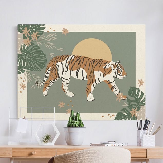 Wandbilder XXL Safari Tiere - Tiger im Sonnenuntergang