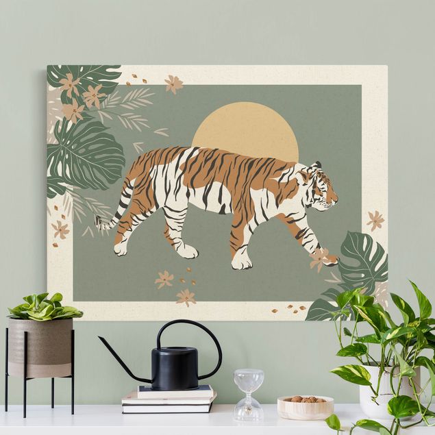 Wandbilder Löwe Safari Tiere - Tiger im Sonnenuntergang