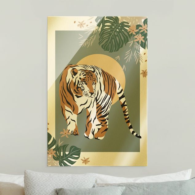 Wandbilder Glas XXL Safari Tiere - Tiger