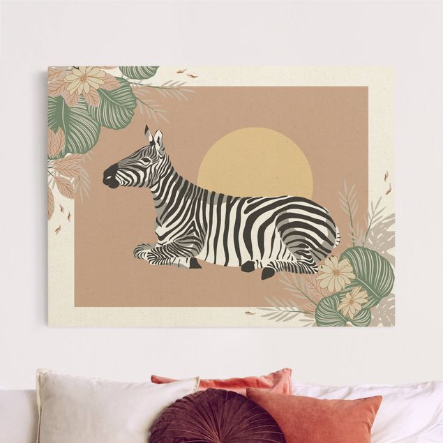 Leinwand Bilder XXL Safari Tiere - Zebra im Sonnenuntergang