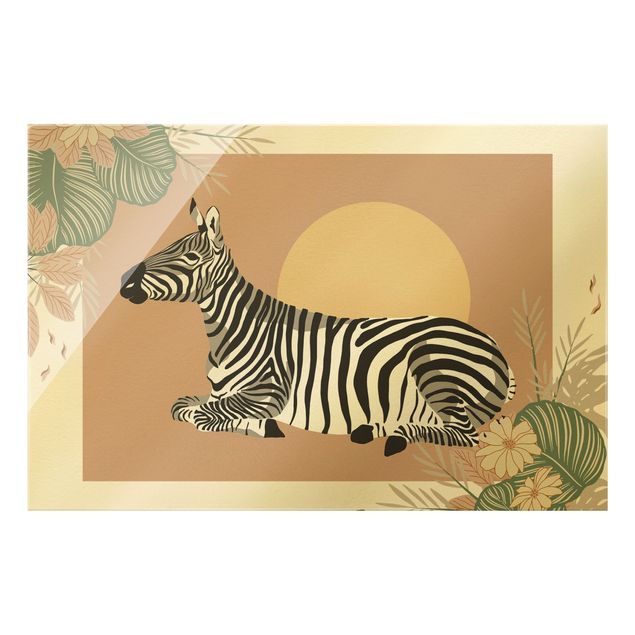 Schöne Wandbilder Safari Tiere - Zebra im Sonnenuntergang
