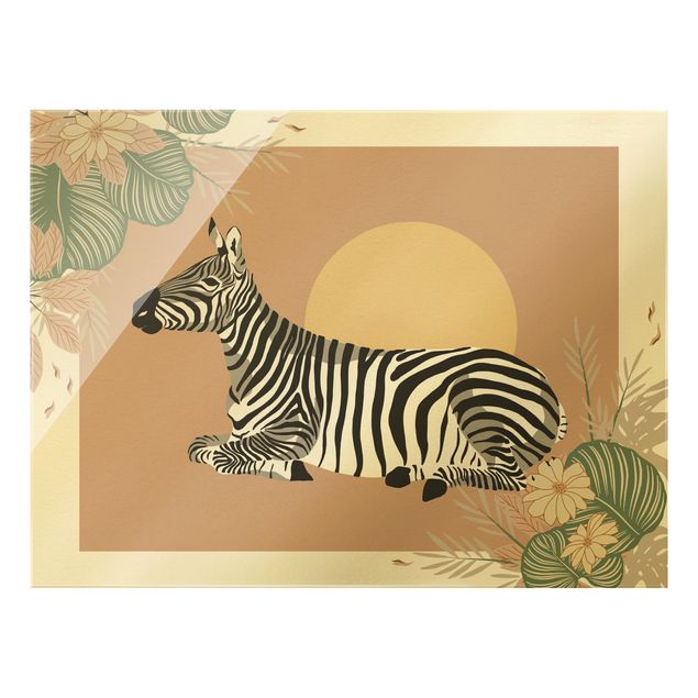 Bilder für die Wand Safari Tiere - Zebra im Sonnenuntergang