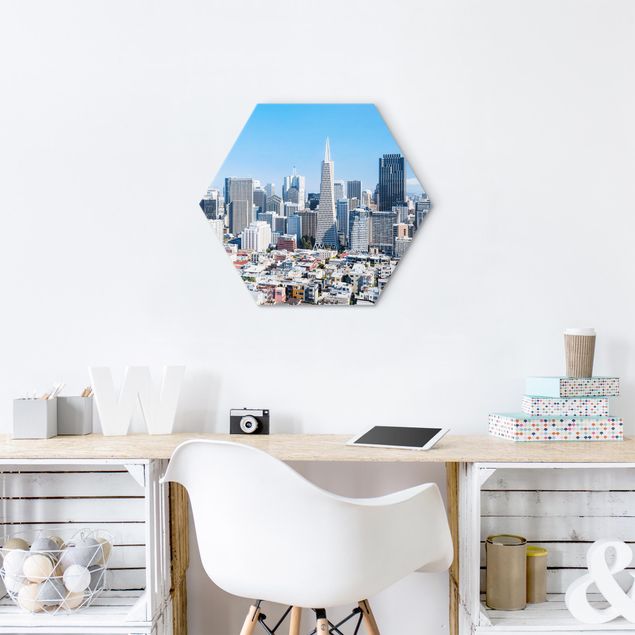 Hexagon Bild Alu-Dibond - San Francisco Skyline