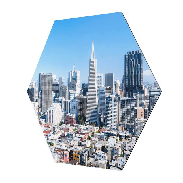 Hexagon Bild Alu-Dibond - San Francisco Skyline