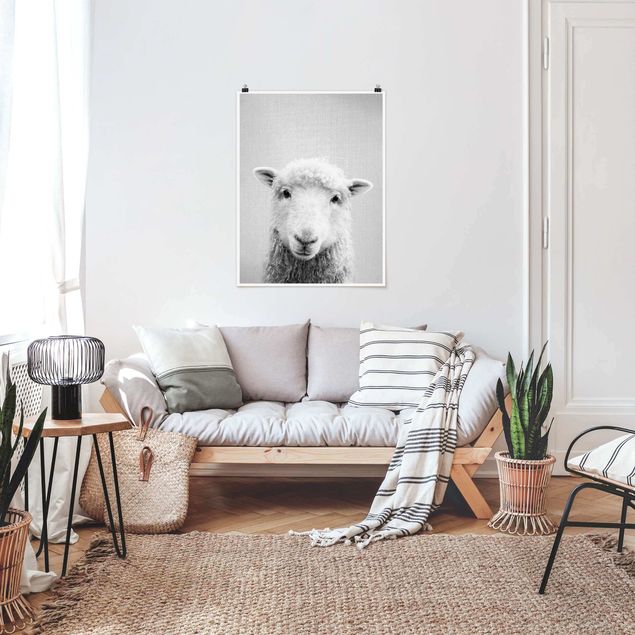 Poster Kinderzimmer Tiere Schaf Steffi Schwarz Weiß