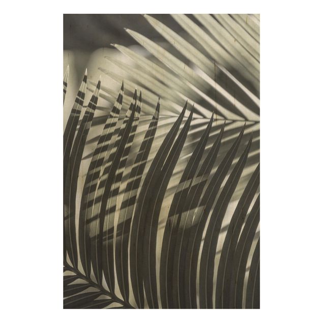 Holzbild - Schattenspiel auf Palmenwedel - Hochformat