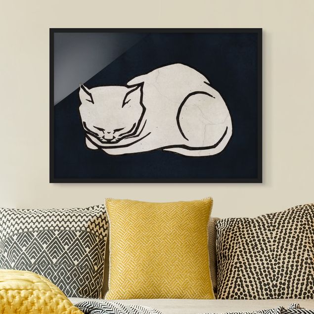 Wandbilder Tiere Schlafende Katze Illustration