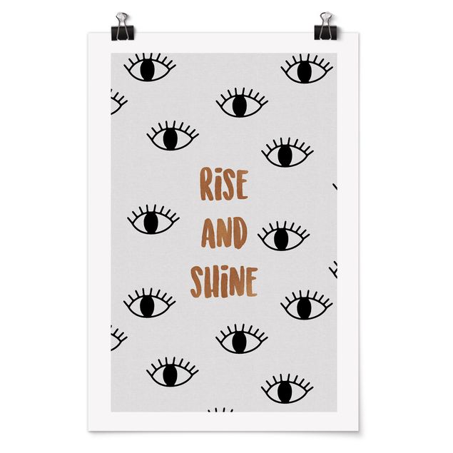 Poster - Schlafzimmer Zitat Rise & Shine - Hochformat 2:3