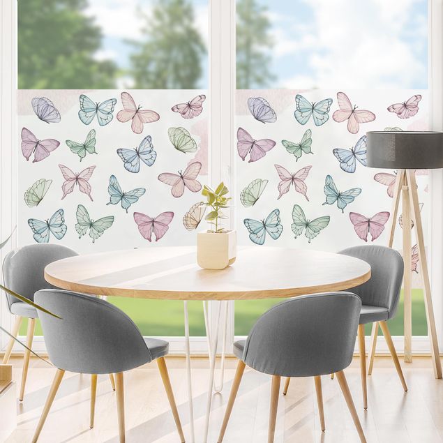 Fensterbilder XXL Schmetterlinge Aquarell Pastell