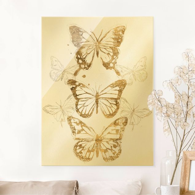 Wandbilder Tiere Schmetterlingskomposition in Gold I