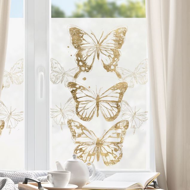 Tier Fensterbilder Schmetterlingskomposition in Gold I