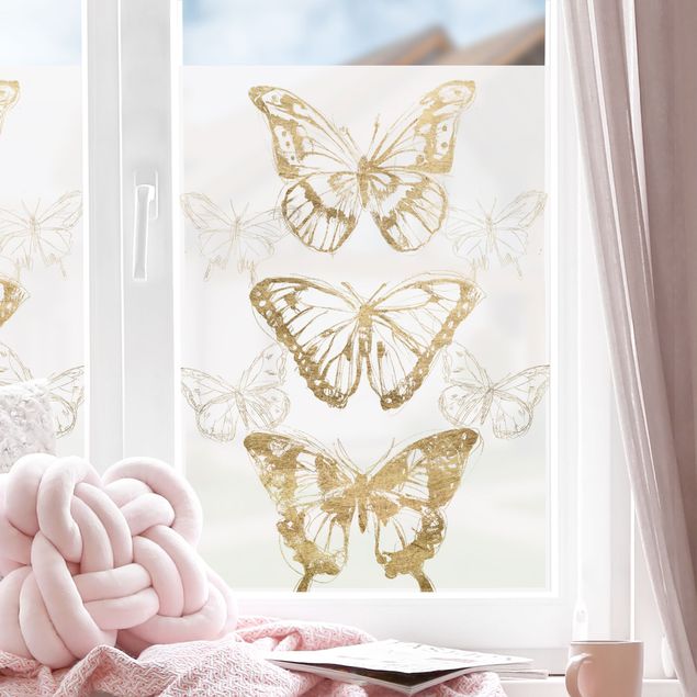 Fensterbilder Tiere Schmetterlingskomposition in Gold II