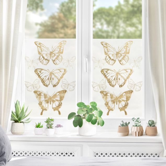 Fensterfolie Gold Schmetterlingskomposition in Gold II