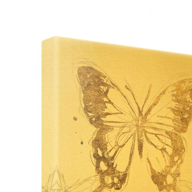 Bilder für die Wand Schmetterlingskompositionen Gold