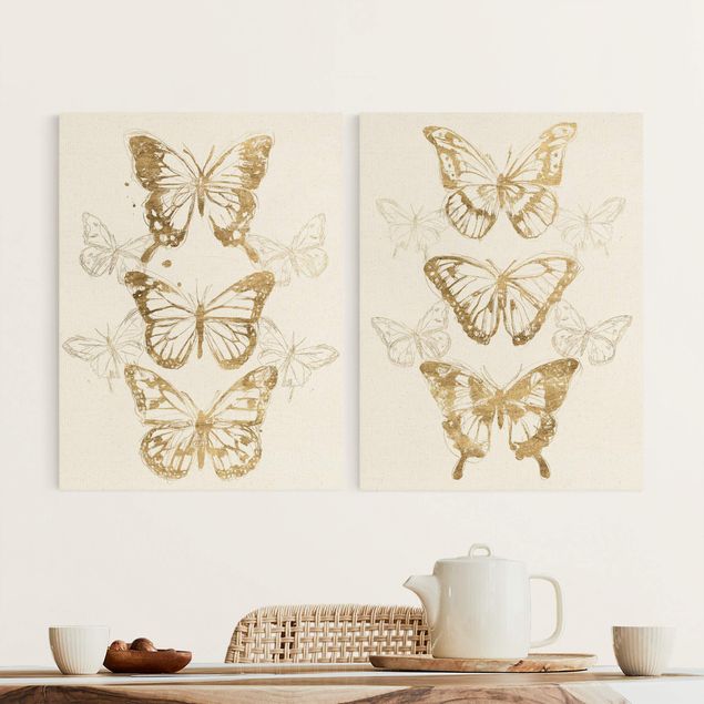Wandbilder XXL Schmetterlingskompositionen Gold