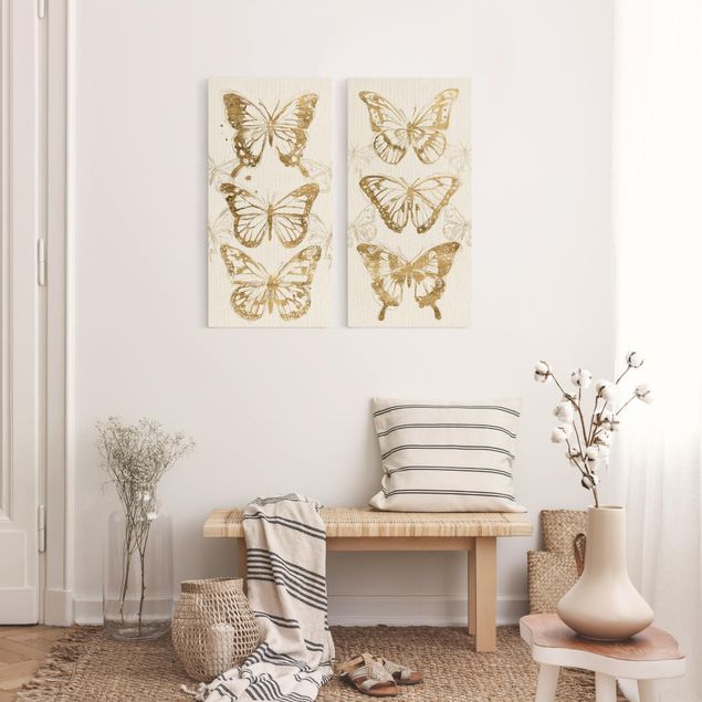Wandbilder Schmetterlinge Schmetterlingskompositionen Gold