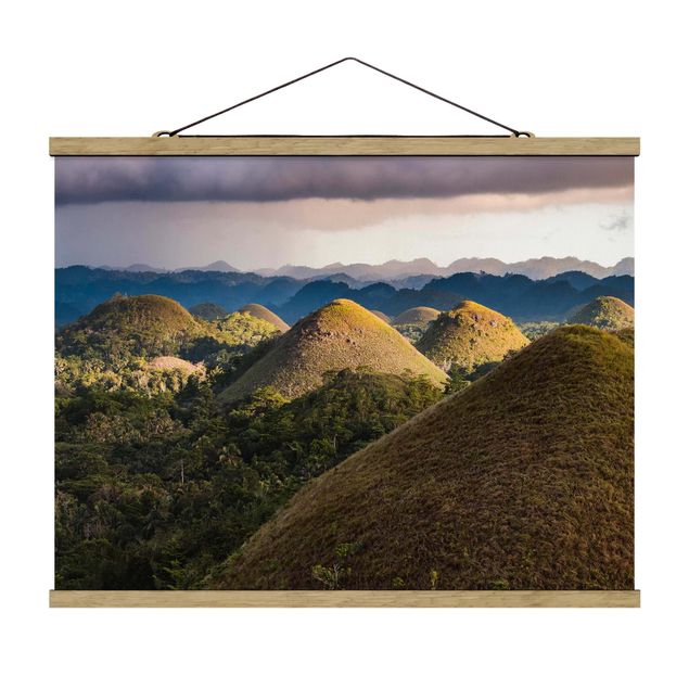 Stoffbild mit Posterleisten - Schokoladenhügel Landschaft - Querformat
