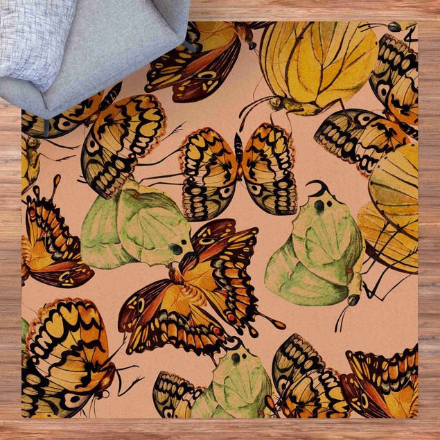 Teppiche Schwarm von Gelben Schmetterlingen
