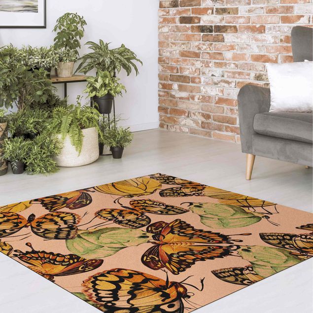 Moderne Teppiche Schwarm von Gelben Schmetterlingen