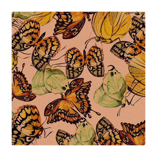 Kork-Teppich - Schwarm von Gelben Schmetterlingen - Quadrat 1:1