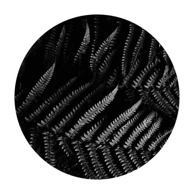 Teppich schwarz-weiß Schwarz Weiß Botanik Farn