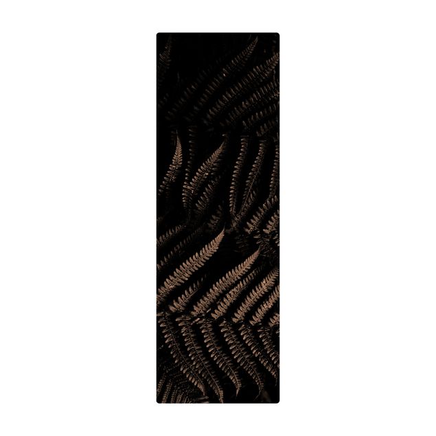 Kork-Teppich - Schwarz Weiß Botanik Farn - Hochformat 1:2