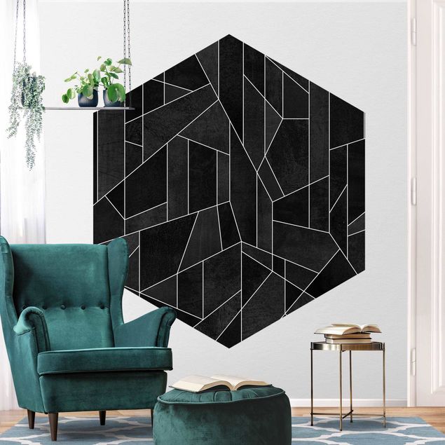 Geometrische Muster Tapete Schwarz Weiß Geometrie Aquarell