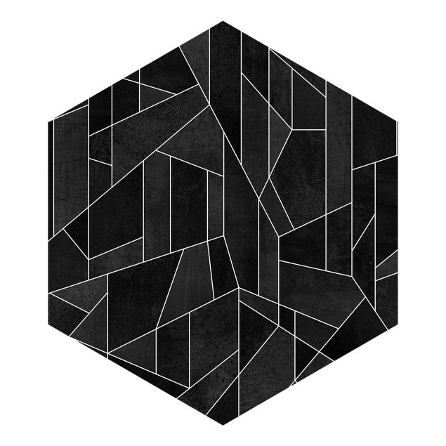 Mustertapete Schwarz Weiß Geometrie Aquarell