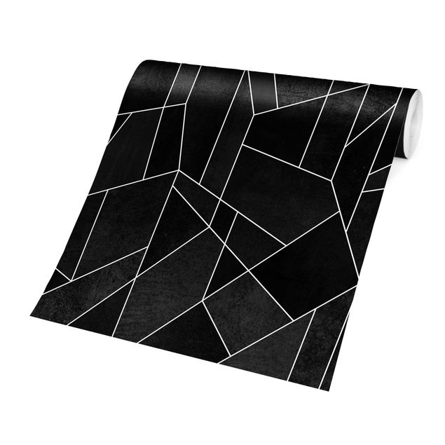 Fototapete abstrakt Schwarz Weiß Geometrie Aquarell