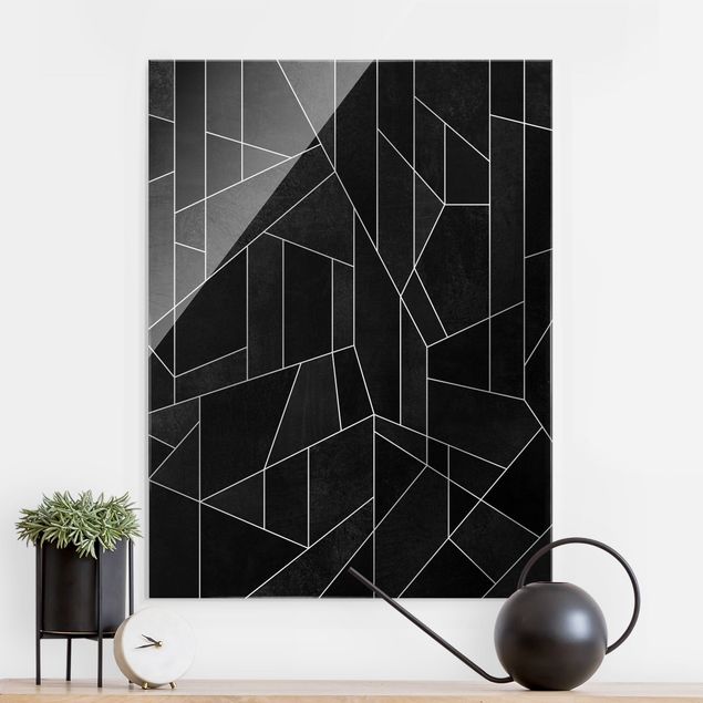 Abstrakte Kunst Schwarz Weiß Geometrie Aquarell