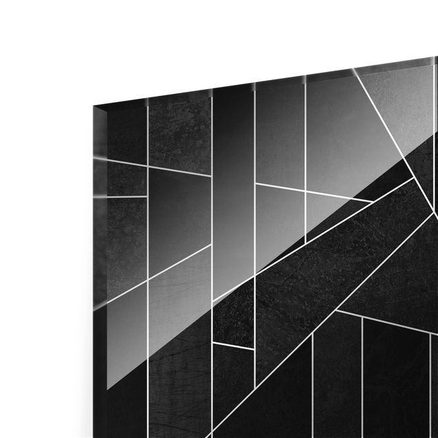 Glas Wandbilder Schwarz Weiß Geometrie Aquarell