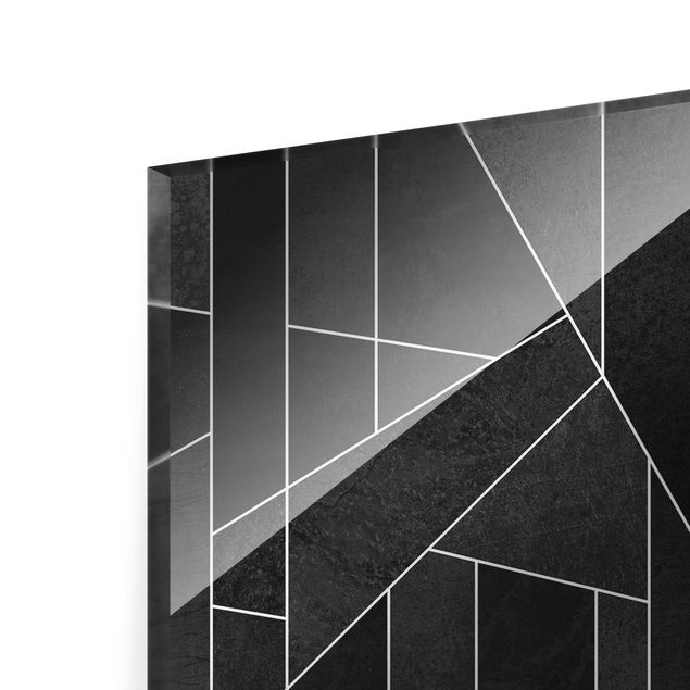 Bilder auf Glas Schwarz Weiß Geometrie Aquarell
