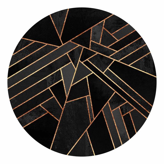Geometrische Muster Tapete Schwarze Dreiecke Gold