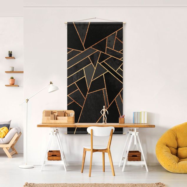 Wandbilder abstrakt Schwarze Dreiecke Gold