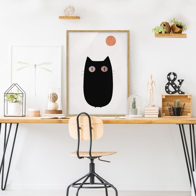Wandbilder mit Rahmen Schwarze Katze Illustration