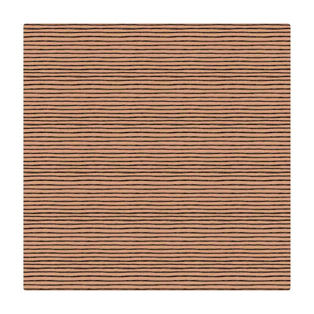 Kork-Teppich - Schwarze Tusche Linienmuster - Quadrat 1:1