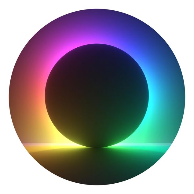 Runde Tapete selbstklebend - Schwarzer Kreis mit Neonlicht