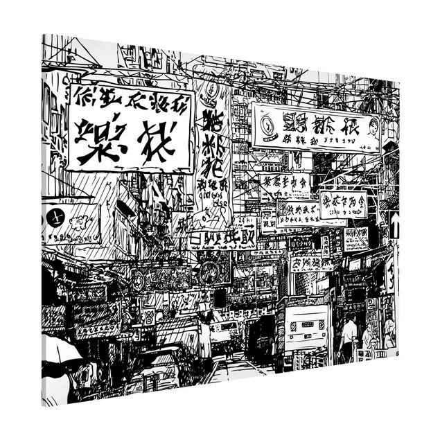 Magnettafel Sprüche Black And White Drawing Asian Street