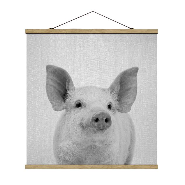 Poster Tiere Schwein Schorsch Schwarz Weiß