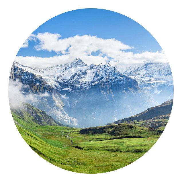 Grüne Tapete Schweizer Alpenpanorama