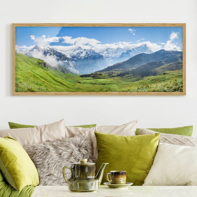 Landschaftsbilder mit Rahmen Schweizer Alpenpanorama