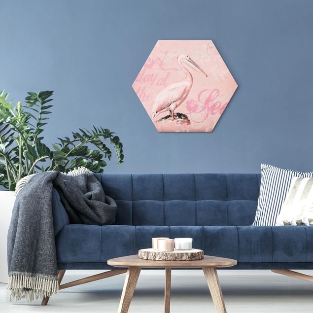 Schöne Wandbilder Shabby Chic Collage - Pelikan