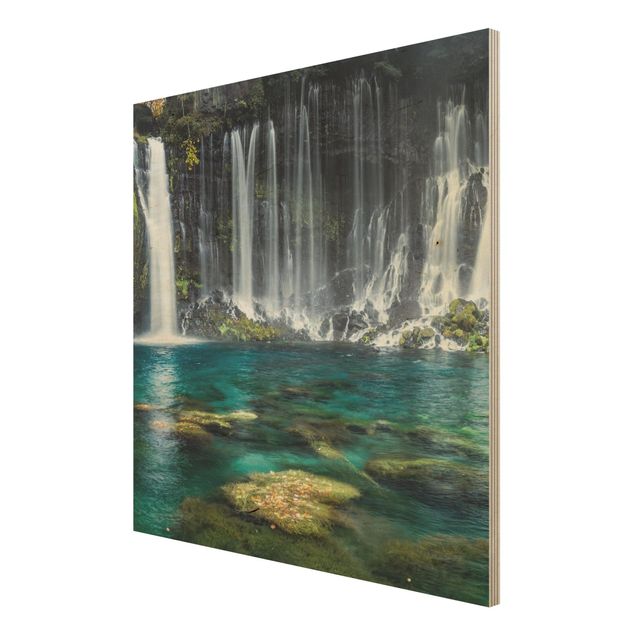 Holzbild - Shiraito Wasserfall - Quadrat