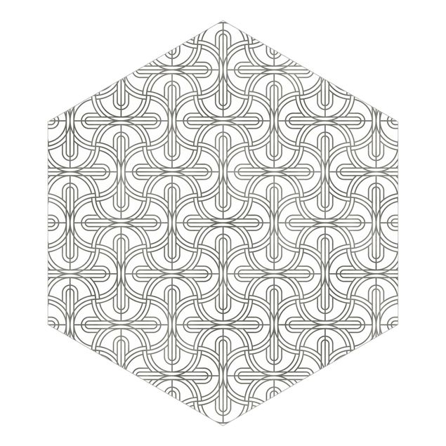 Schwarz-Weiß Tapete Silbernes Art Deco Muster XXL