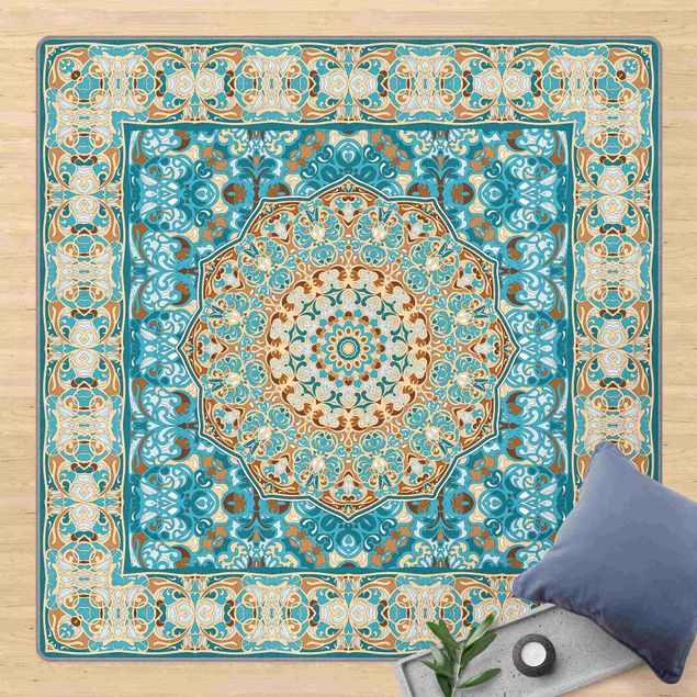 Teppich Orientalisch Skandinavisches Muster Blau Creme