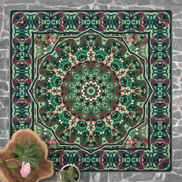 Teppich Orientalisch Skandinavisches Muster Waldgrün