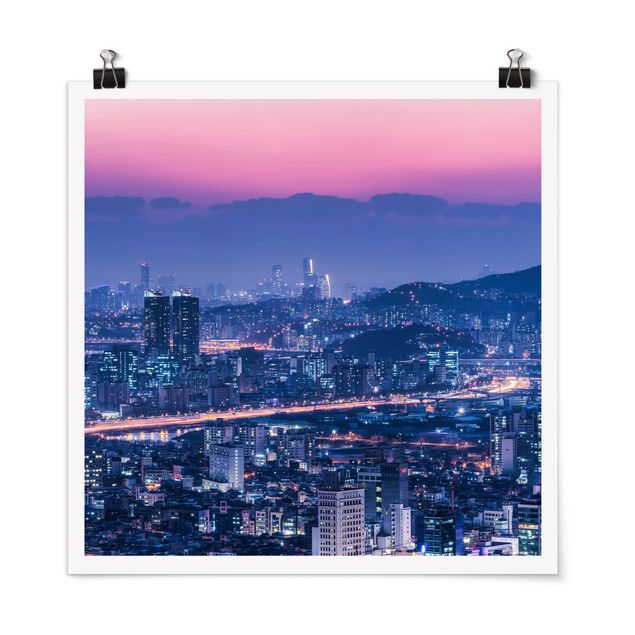 Poster - Skyline von Seoul - Quadrat 1:1