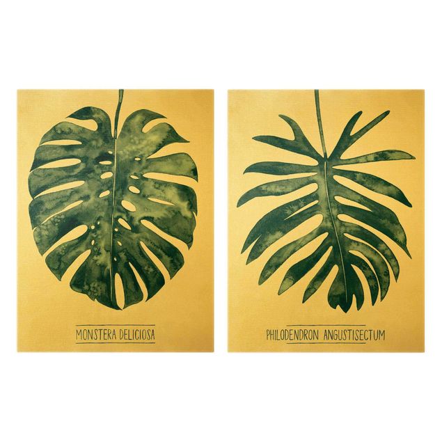 Bilder für die Wand Smaragdgrünes Blatt Duo