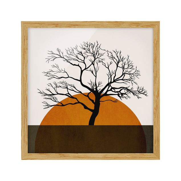 Kunstdrucke mit Rahmen Sonne mit Baum