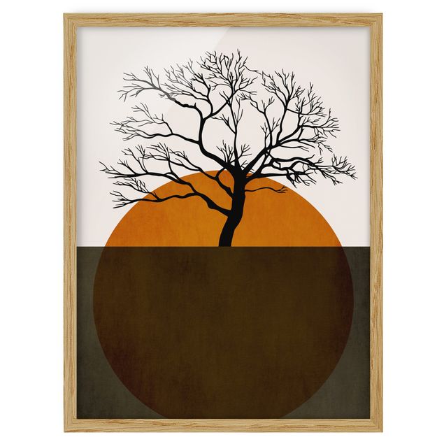 Kunstdruck Bilder mit Rahmen Sonne mit Baum